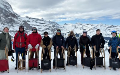 Skiing and sledging in the Swiss Alps